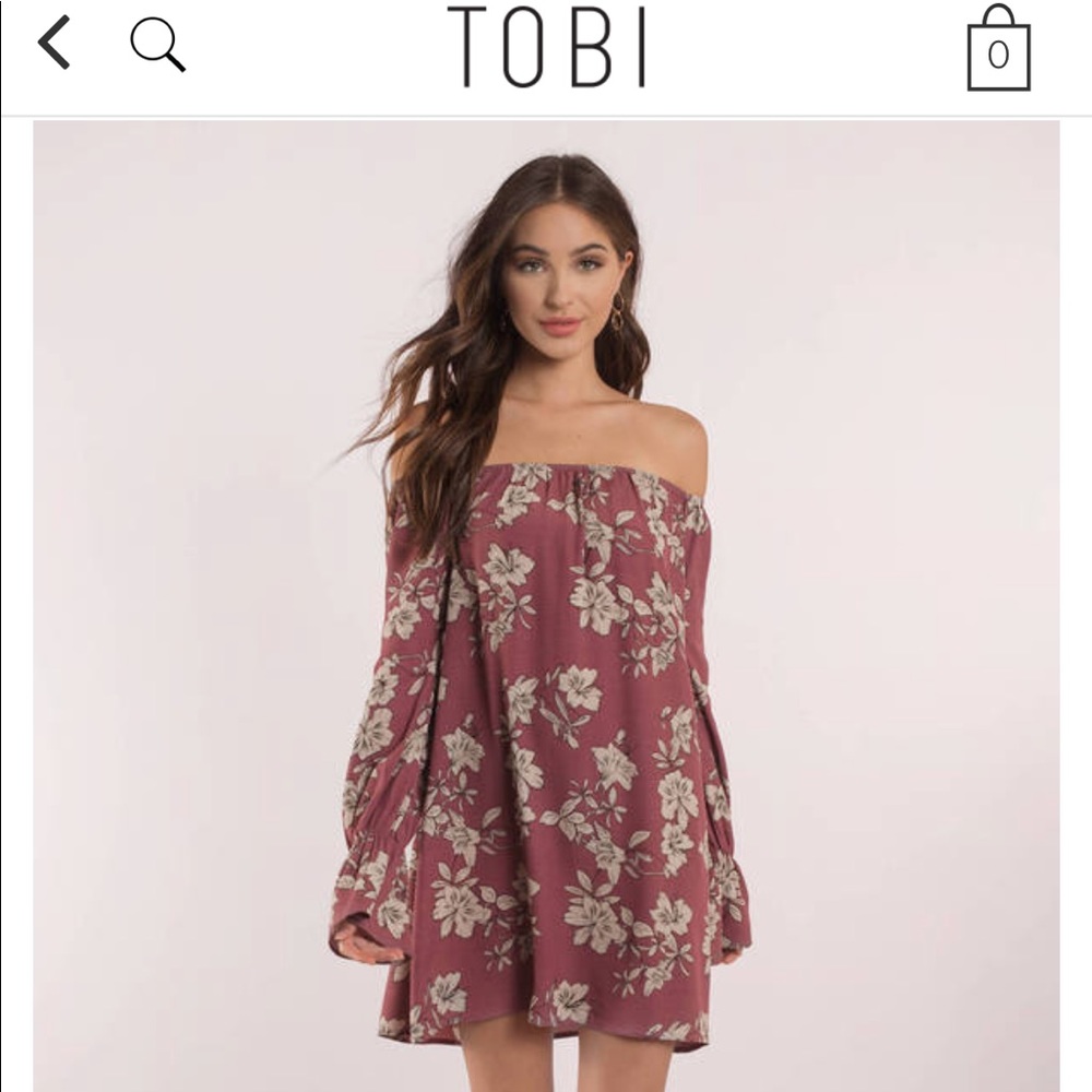 Tobi off the shoulder Hang in There maroon dress